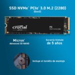 Crucial P3 1TB M.2 PCIe Gen3 NVMe SSD interno
